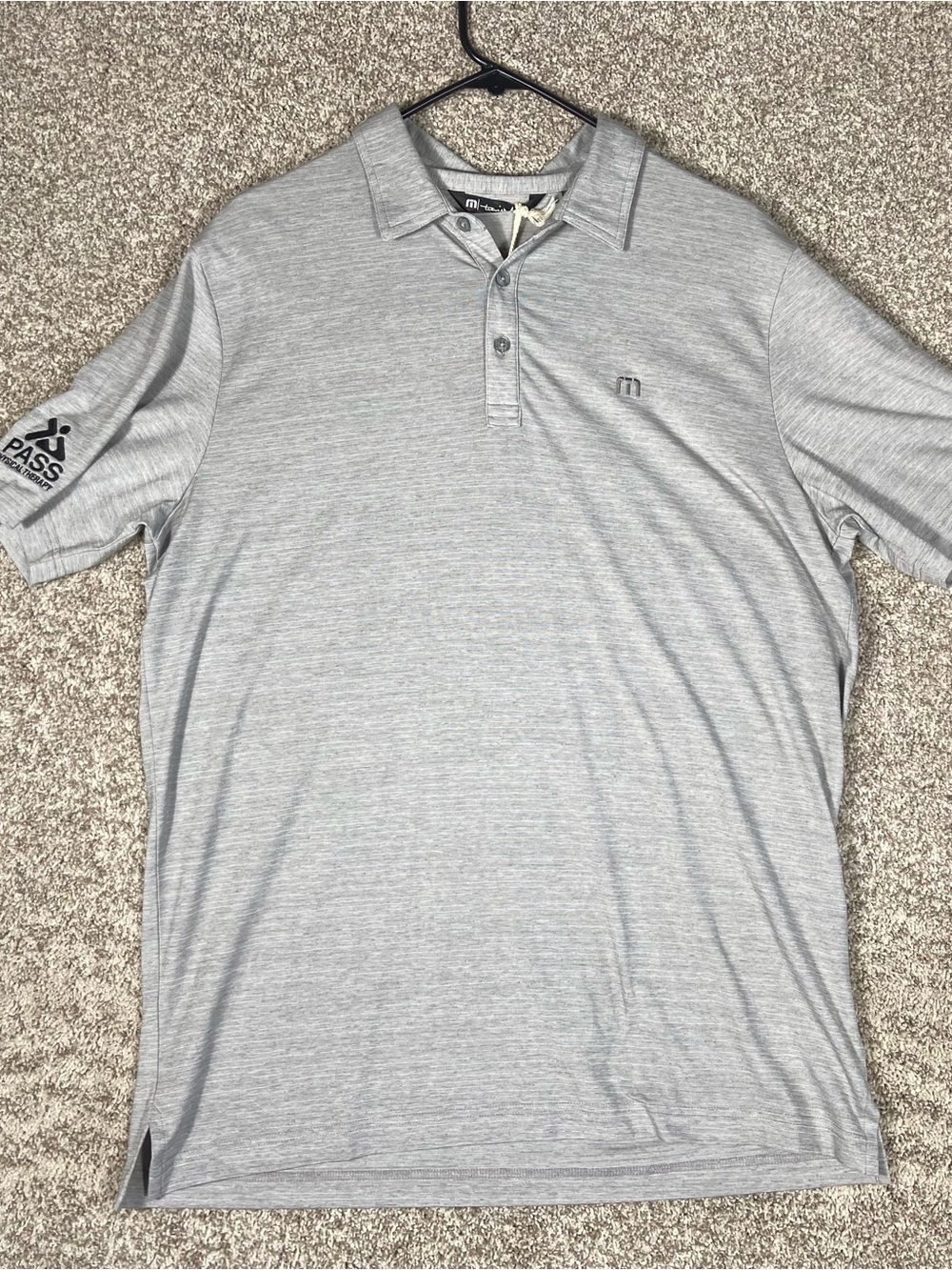 Travis Mathew Light Heather Gray Polo with Subtle Logo NWT